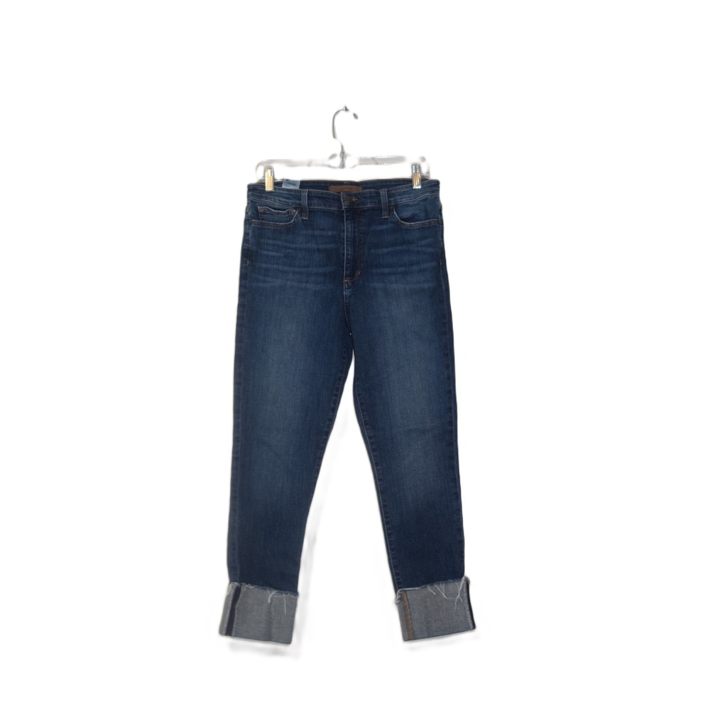 JOES JEANS Womens The Luna High Rise Straight Leg Jeans Dark Wash Cuff Size‎ 31